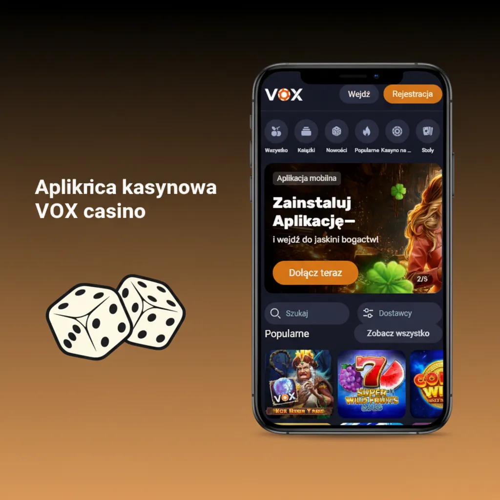 Ekran aplikacji VOX: popularne turnieje, szybkie przełączanie sport/kasyno, sloty, live dealerzy i promocje