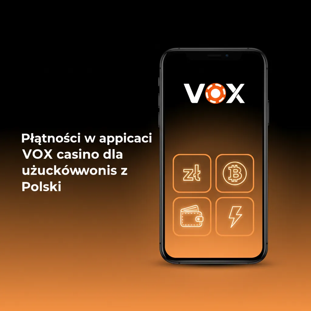 Ekran płatności VOX Casino dla użytkowników z Polski: BLIK, Visa, Mastercard; wpłaty natychmiast, wypłaty w minuty.