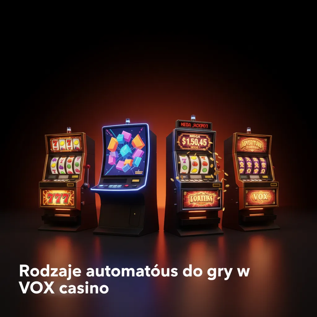 Grafika przeglądowa: 6000+ slotów VOX – klasyczne, wideo, Megaways, Hold & Win, jackpoty, Cluster Pays.