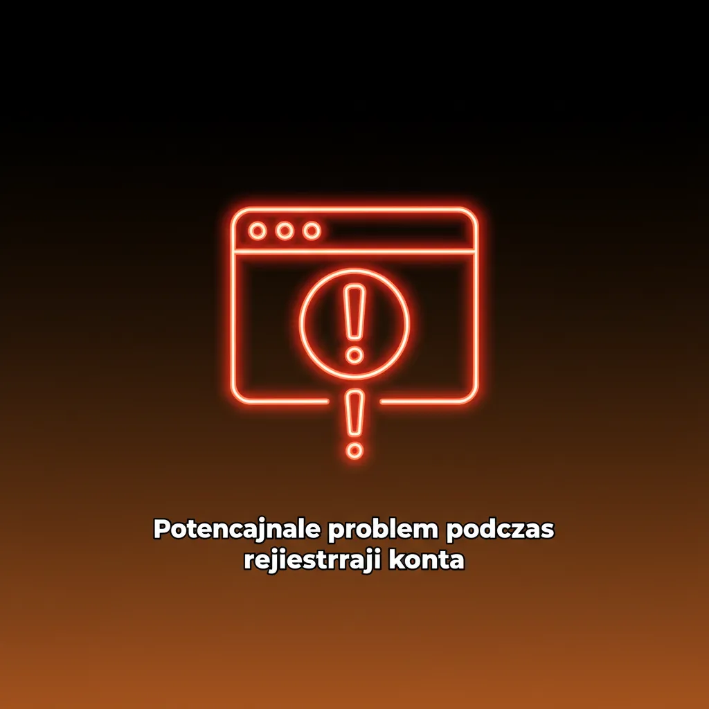 Ilustracja: typowe problemy przy rejestracji — brak e-maila, kod SMS, konto istnieje, odrzucony dokument, depozyt.