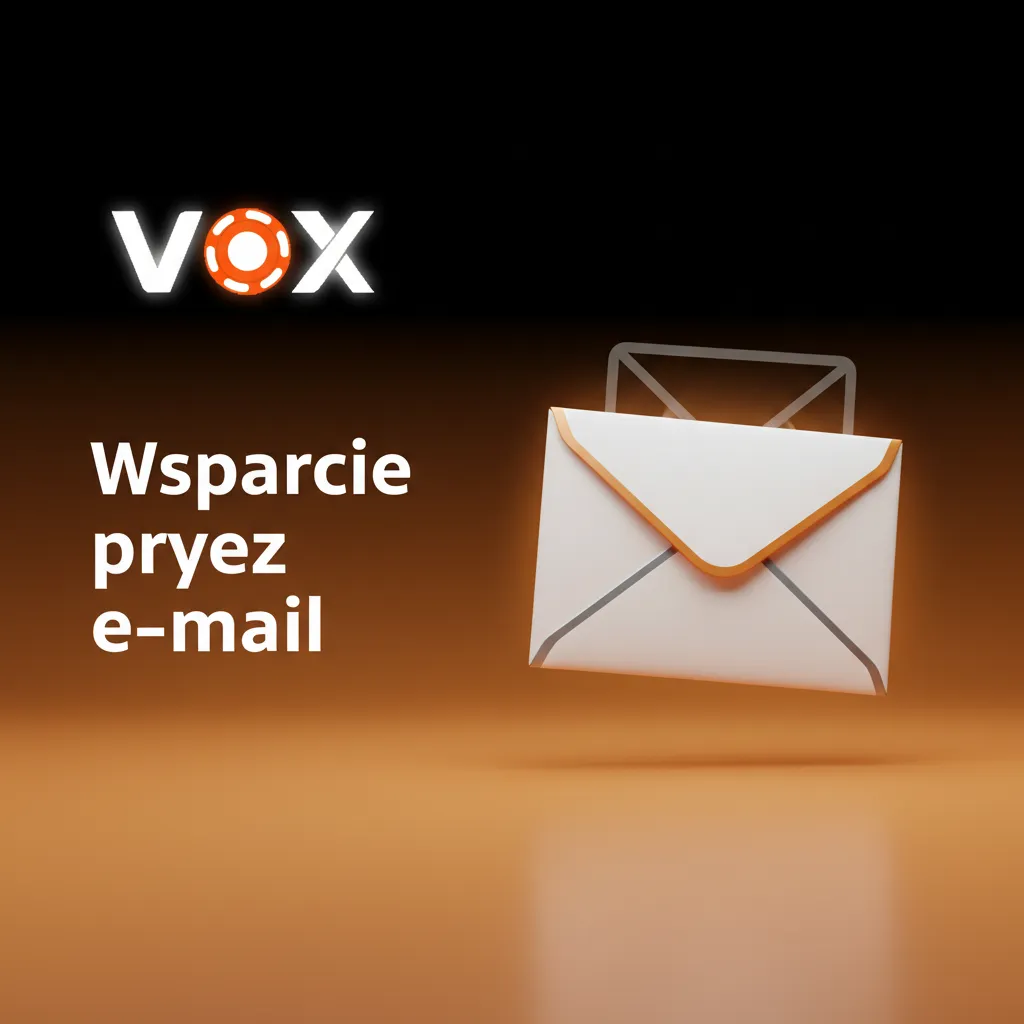 Infografika: wsparcie e-mail VoxCasino — adresy, tagi w temacie, KYC/płatności, czas reakcji 15 min–24 h.